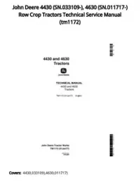 John Deere 4430 (SN.033109-)  4630 (SN.011717-) Row Crop Tractors Technical Service Manual - tm1172 preview