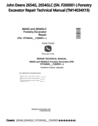 John Deere 2654G  2654GLC (SN. F260001-) Forestry Excavator Repair Technical Manual - TM14034X19 preview