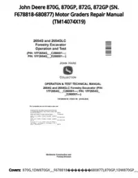 John Deere 870G  870GP  872G  872GP (SN. F678818-680877) Motor Graders Repair Manual - TM14074X19 preview