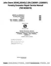 John Deere 2654G 2654GLC (SN.C260001- D260001) Forestry Excavator Repair Service Manual - TM14036X19 preview