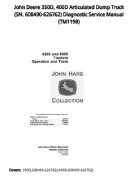 John Deere 350D  400D Articulated Dump Truck (SN. 608490-626762) Diagnostic Service Manual - TM1198 preview