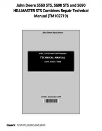John Deere S560 STS  S690 STS and S690 HILLMASTER STS Combines Repair Technical Manual - TM102719 preview