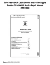 John Deere 540H Cable Skidder and 548H Grapple Skidder (SN.-630435) Service Repair Manual - TM11330 preview