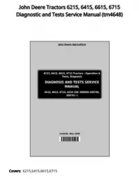 John Deere Tractors 6215  6415  6615  6715 Diagnostic and Tests Service Manual - tm4648 preview