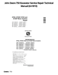John Deere 750 Excavator Service Repair Technical Manual - tm1810 preview