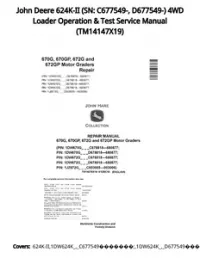 John Deere 624K-II (SN: C677549-  D677549-) 4WD Loader Operation & Test Service Manual - TM14147X19 preview