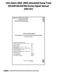 John Deere 250D  300D Articulated Dump Truck (SN.609166-626760) Service Repair Manual - TM1161 preview