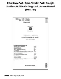 John Deere 540H Cable Skidder  548H Grapple Skidder (SN.630436-) Diagnostic Service Manual - TM11794 preview