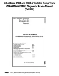 John Deere 250D and 300D Articulated Dump Truck (SN.609166-626760) Diagnostic Service Manual - TM1160 preview