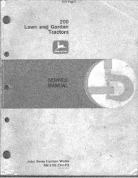 John Deere 200 Lawn and Garden Tractors Service Manual - SM2105 preview