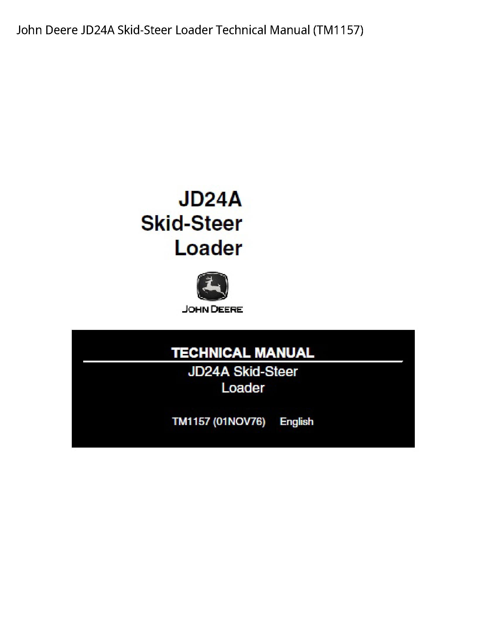 John Deere JD24A Skid-Steer Loader Technical manual