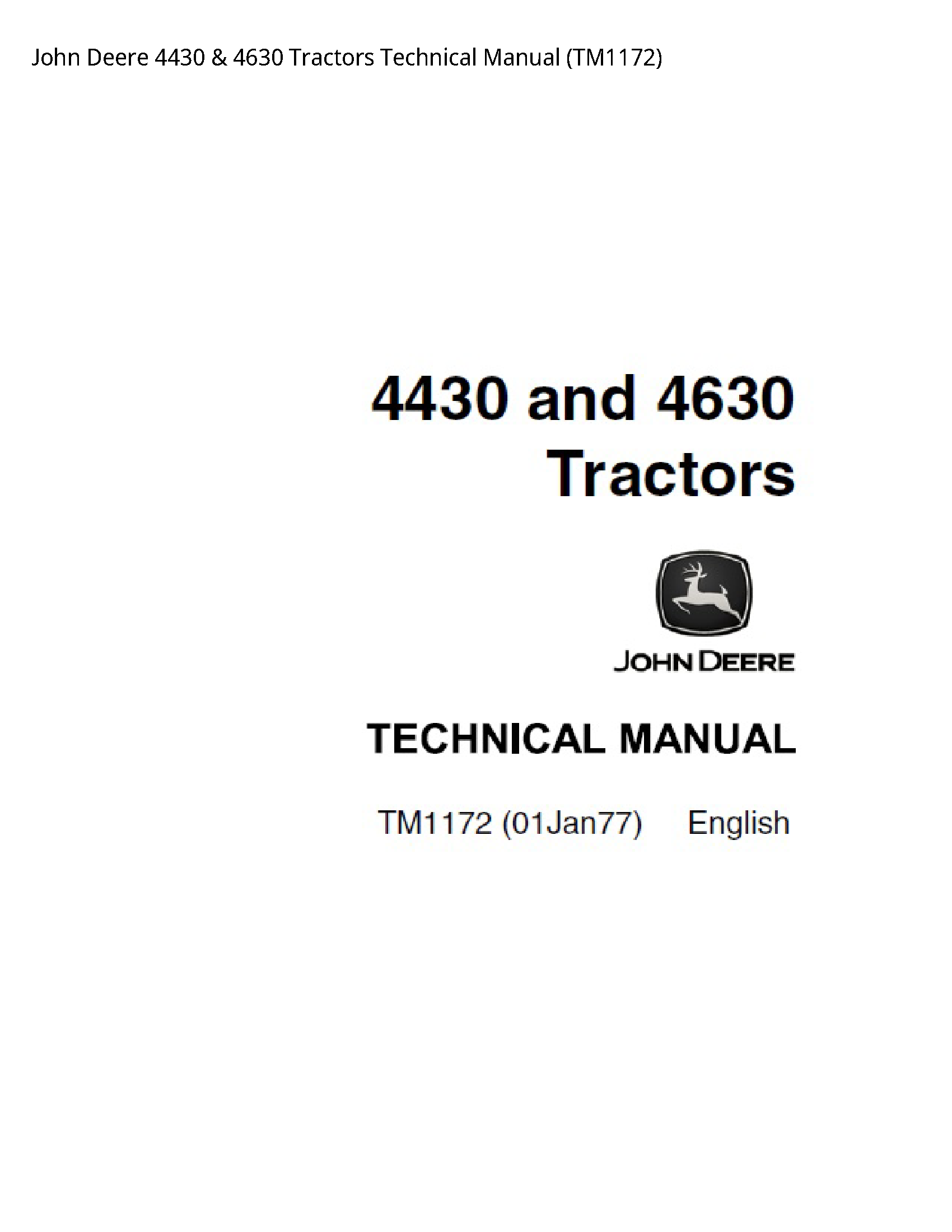 John Deere 4430 Tractors Technical manual