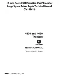 JD John Deere L331/Precutter  L341/ Precutter Large Square Balers Repair Technical Manual - TM148419 preview