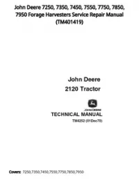 John Deere 7250  7350  7450  7550  7750  7850  7950 Forage Harvesters Service Repair Manual - TM401419 preview