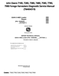 John Deere 7180  7280  7380  7480  7580  7780  7980 Forage Harvesters Diagnostic Service Manual - TM404319 preview