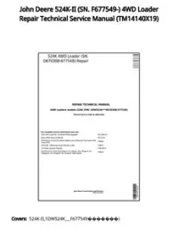 John Deere 524K-II (SN. F677549-) 4WD Loader Repair Technical Service Manual - TM14140X19 preview