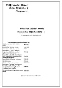 John Deere 450J Crawler Dozer (S.N. 216243 ) Diagnostic  Operation & Test Service Manual - TM12272 preview