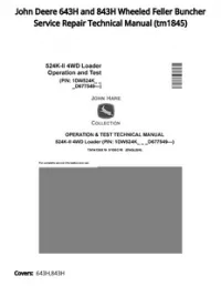 John Deere 643H and 843H Wheeled Feller Buncher Service Repair Technical Manual - tm1845 preview