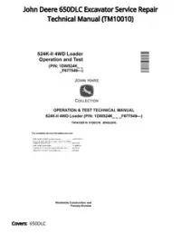 John Deere 650DLC Excavator Service Repair Technical Manual - TM10010 preview