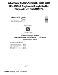 John Deere TIMBERJACK 360D  460D  560D (SN.-586336) Single Arch Grapple Skidder Diagnostic and Test - TM1879 preview
