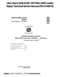 John Deere 624K-II (SN. F677549-) 4WD Loader Repair Technical Service Manual - TM14148X19 preview