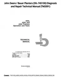 John Deere / Bauer Planters (SN.-745100) Diagnosis and Repair Technical Manual - TM2091 preview