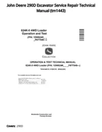 John Deere 290D Excavator Service Repair Technical Manual - tm1443 preview