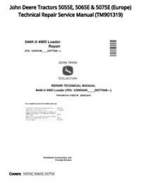 John Deere Tractors 5055E  5065E & 5075E (Europe) Technical Repair Service Manual - TM901319 preview