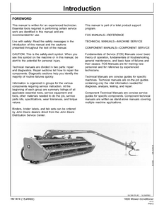 John Deere 1600 Mower Conditioner Technical manual
