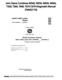John Deere Combines W540  W550  W650  W660  T550  T560  T660  T670 C670 Diagnostic Manual - TM402119 preview