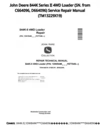 John Deere 844K Series II 4WD Loader (SN. from C664096  D664096) Service Repair Manual - TM13229X19 preview