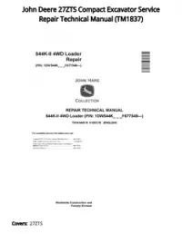 John Deere 27ZTS Compact Excavator Service Repair Technical Manual - TM1837 preview