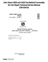 John Deere C850 and C650 Tow Behind Commodity Air Cart Repair Technical Service Manual - TM145419 preview