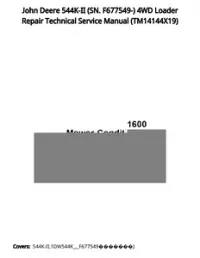 John Deere 544K-II (SN. F677549-) 4WD Loader Repair Technical Service Manual - TM14144X19 preview