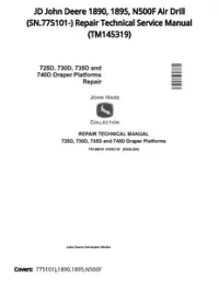 JD John Deere 1890  1895  N500F Air Drill (SN.775101-) Repair Technical Service Manual - TM145319 preview