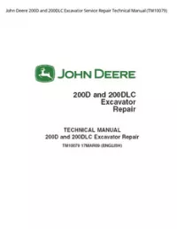 John Deere 200D and 200DLC Excavator Service Repair Technical Manual - TM10079 preview