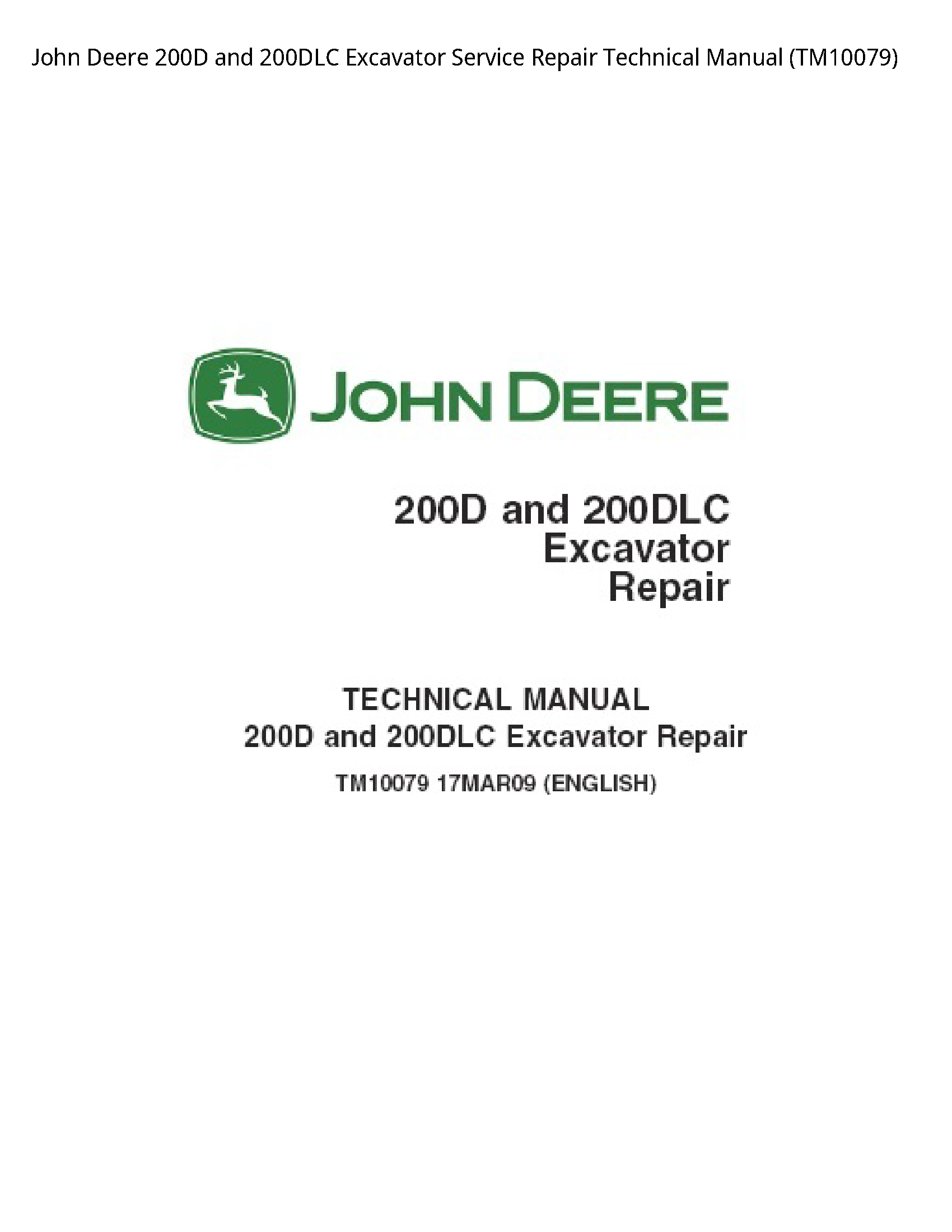 John Deere 200D  Excavator manual