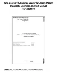 John Deere 310L Backhoe Loader (SN. from 273920) Diagnostic Operation and Test Manual - TM13291X19 preview