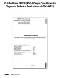 JD John Deere CH530 (4GQ-1) Sugar Cane Harvester Diagnostic Technical Service Manual - TM144219 preview