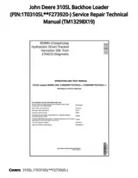 John Deere 310SL Backhoe Loader (PIN:1T0310SL**F273920-) Service Repair Technical Manual - TM13298X19 preview