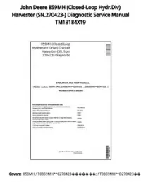 John Deere 859MH (Closed-Loop Hydr.Div) Harvester (SN.270423-) Diagnostic Service Manual TM13184X19 preview