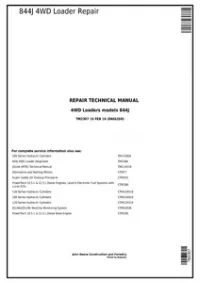John Deere 4WD Loader 844J Service Repair Technical Manual - TM2307 preview