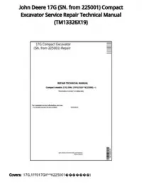 John Deere 17G (SN. from 225001) Compact Excavator Service Repair Technical Manual - TM13326X19 preview