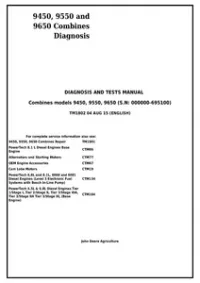 John Deere 9450  9550 and 9650 Combines (SN: - 695100) Diagnosis and Tests Service Manual - tm1802 preview
