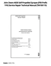 John Deere 4630 Self-Propelled Sprayes (PIN Prefix 1YH) Service Repair Technical Manual - TM106119 preview