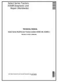 John Deere X350R Select Series Riding Lawn Tractors (Worldwide) Technical Service Manual - TM138219 preview