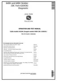 John Deere 640H and 648H (SN. from 630436) Skidder Diagnostic and Test Service Manual - TM11795 preview