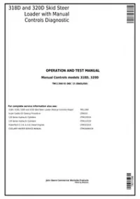 John Deere 318D  320D Skid Steer Loader with Manual Controls Diagnostic Service Manual - TM11398 preview