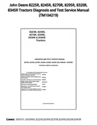 John Deere 8225R  8245R  8270R  8295R  8320R  8345R Tractors Diagnosis and Test Service Manual - TM104219 preview