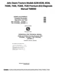 John Deere Tractors Models 6230-6530  6534  7430E  7430  7530E  7530 Premium (EU) Diagnosis Manual TM8060 preview